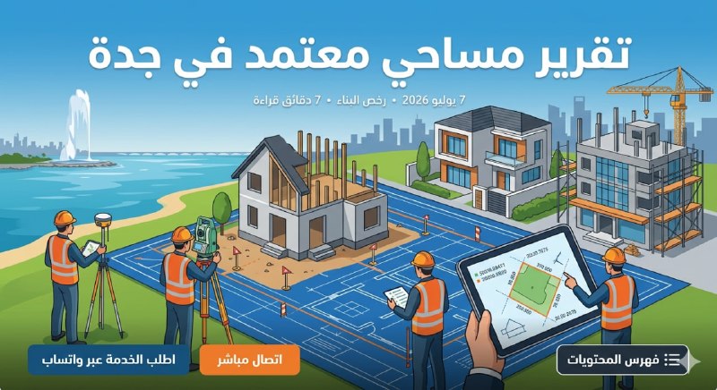 مهندسون سعوديون يعرضون تقرير قرار مساحي رسمي معتمد في موقع بناء بجدة