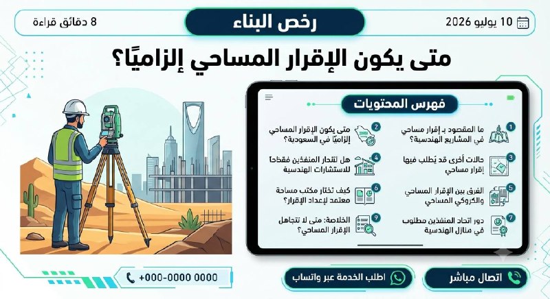 مهندسون سعوديون يراجعون تقرير إقرار مساحي في موقع إنشاء حديث